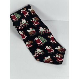 John Henry Busy Santa Clause Christmas Silk Neck Tie 57" x 3.75"